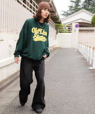 WEGO アクセ付きグラフィックプルオーバー ダークグリーン