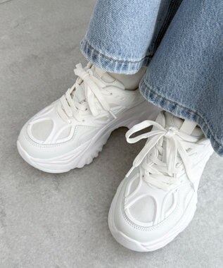 WEGO 【SMLサイズ展開】ラバーコンビ厚底スニーカー ホワイト