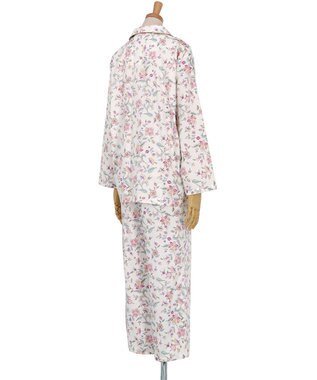 WACOAL ワコール_リラックス＆スリープ パジャマ 綿100%(本体) サテン 長袖 長ズボン ミントン レディース NDX555 /ワコール ホワイト