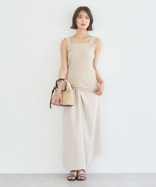 earth music&ecology チェーンリブラメカットタンクトップ Beige