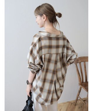 AMERICAN HOLIC イージーケアバックタックシャツ Check Ivory