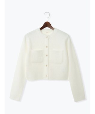 Te chichi ショートシャギーポケットカーディガン ホワイト