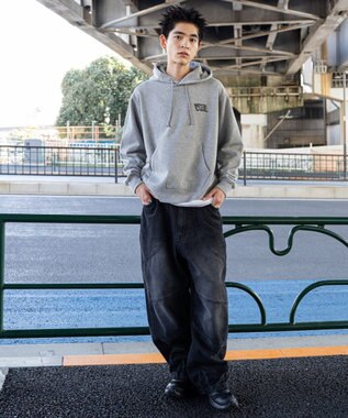 WEGO 【裏起毛/ユニセックス着用ITEM】リラックスフィットグラフィックパーカー 杢グレー