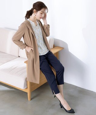 Tiaclasse 【洗える】バックベルトフーデットコート ベージュ