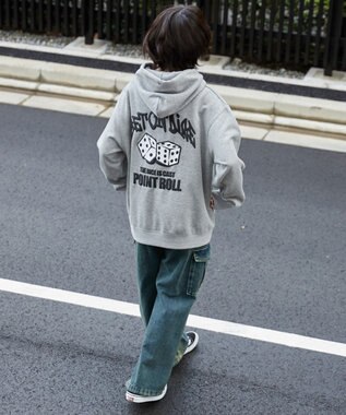 WEGO 【裏起毛/ユニセックス着用ITEM】リラックスフィットグラフィックパーカー 杢グレー