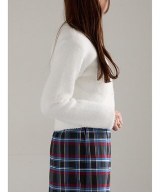 Te chichi ショートシャギーポケットカーディガン ホワイト