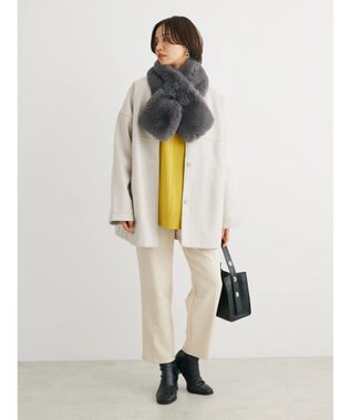 Green Parks 洗えるノーカラーショートコート Light Beige