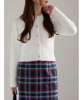 Te chichi ショートシャギーポケットカーディガン ホワイト