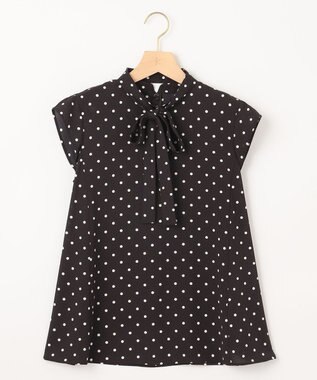 組曲 【WEB限定】ドットプリントデシン ボウタイ付きブラウス ブラック×オフ系5