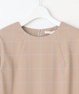 自由区 L 【洗える】ウィンドウペーンチェック ワンピース ベージュ系