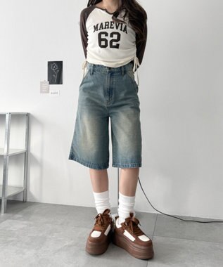 WEGO 厚底ワイドシューレーススニーカー ブラウン