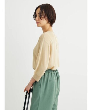 Green Parks ・ＥＬＥＮＣＡＲＥ　ＤＵＥバックパールシアー５分ニット Light Beige