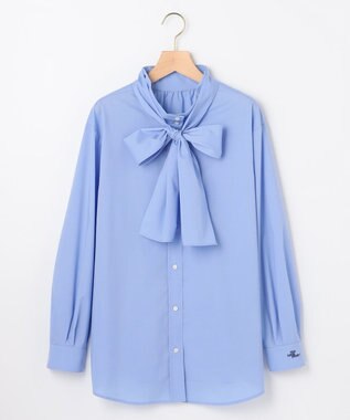 組曲 S 【加藤ローサさん着用 / 前後着用可】コットンタッチシャーティング刺繍入り ブラウス ブルー系