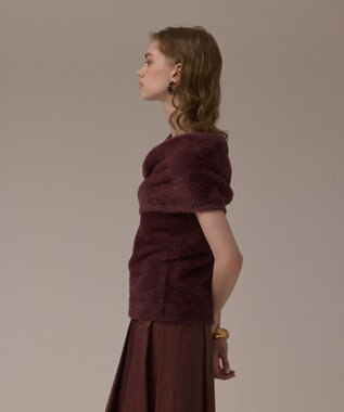 GRACE CONTINENTAL オフタートルニットトップ ボルドー