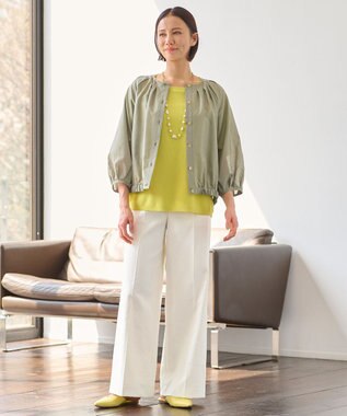 自由区 【洗える・XSサイズあり】シアーシャイニー ジャケット カーキ系