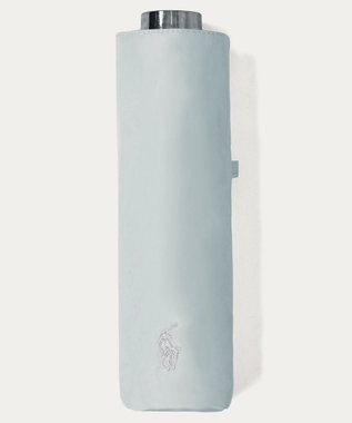 MOONBAT 【WEB限定/ 遮光率100％/遮熱/UV】POLO RALPH LAUREN（ポロ ラルフローレン）晴雨兼用日傘 ワンポイント ポロポニー シャンブレー 無地 折りたたみ傘 ペールスカイ