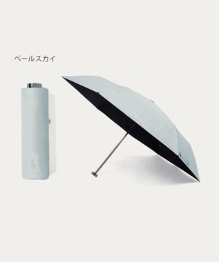 MOONBAT 【WEB限定/ 遮光率100％/遮熱/UV】POLO RALPH LAUREN（ポロ ラルフローレン）晴雨兼用日傘 ワンポイント ポロポニー シャンブレー 無地 折りたたみ傘 ペールスカイ