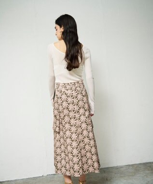 GRACE CONTINENTAL パームモチーフカーゴスカート カーキ