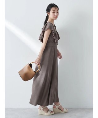 earth music&ecology ＳＥＴ２点　フリルショルダーツーピースワンピース Brown