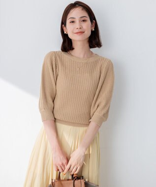 組曲 S 【洗える】CHAIギャザースリーブ ニット