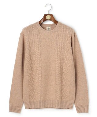 J.PRESS MEN ウール×カシミヤの上質素材【Cash Lamb's Wool】ケーブルクルーネック ニット_25年モデル ベージュ系