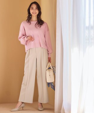 ANY SIS 【洗える】褒めらレディ ワイドパンツ ライトベージュ