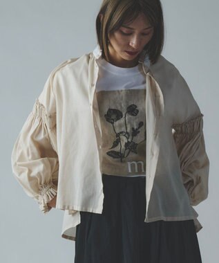 muuc 〈コットン100%強撚糸〉〈遠州織物の工場で織られた上質な生地〉〈シースルー〉〈ドライタッチ〉コットンドビーギャザーブラウス