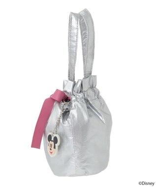 earth music&ecology 【予約】Disney/ミッキーチャーム付きリボン巾着 シルバー