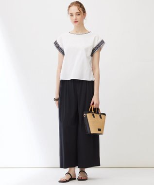 23区 【Indian Factory】コットンフレックス エンブロイダリーブラウス ネイビー系