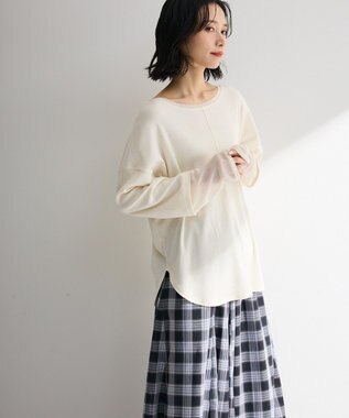 Green Parks 袖チュールリブプルオーバー Ivory