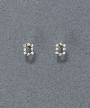 Phoebe 〈金属アレルギー対応〉タイニーレクタングルビジューピアス　小粒/小さい/小さめ/セカンドホール