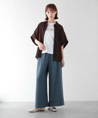 Green Parks シアーシャーリングフレンチスリーブシャツ Purple