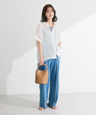 Green Parks シアーシャーリングフレンチスリーブシャツ Purple