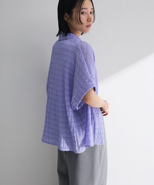 Green Parks シアーシャーリングフレンチスリーブシャツ Purple