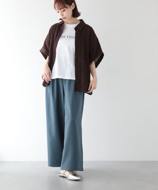 Green Parks シアーシャーリングフレンチスリーブシャツ Purple