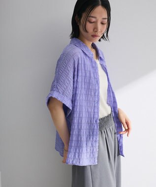 Green Parks シアーシャーリングフレンチスリーブシャツ Purple