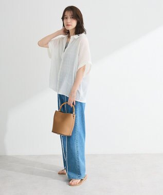 Green Parks シアーシャーリングフレンチスリーブシャツ Purple