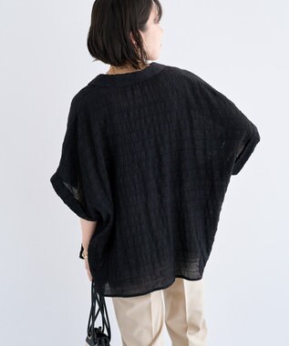 Green Parks シアーシャーリングフレンチスリーブシャツ Purple