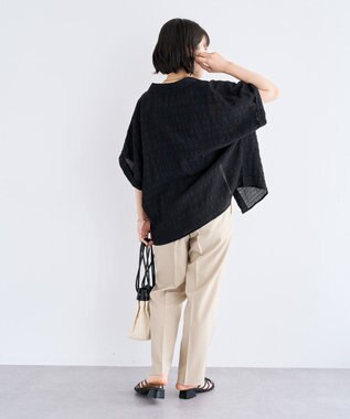 Green Parks シアーシャーリングフレンチスリーブシャツ Purple