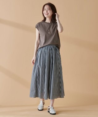 ANY L 【接触冷感/UVケア】ビューティベーシックノースリーブテールTシャツ ブラウン