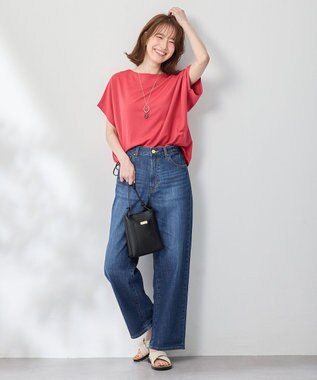 ANY 【洗濯機可/接触冷感/UVカット/アンチピリング】ドライポンチフレンチスリーブプルオーバー スカーレット