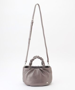 LA BAGAGERIE シープレザー ギャザーハンドル2wayラウンドトートバッグ ガンメタリック