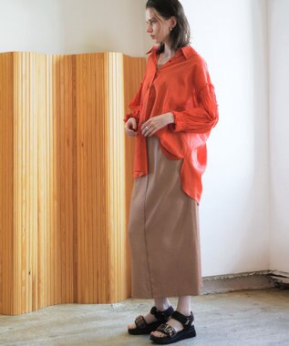 YECCA VECCA シャイニーツイルナロースカート Beige