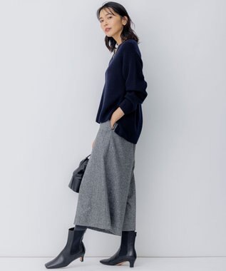 23区 【洗える】ウールミドルゲージ Vネック ニット ネイビー系