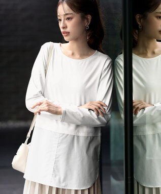 Tiaclasse 【安田美沙子さん着用・選べる裾】 レイヤードヘムカットソーTシャツ オフ×オフ裾シャツ