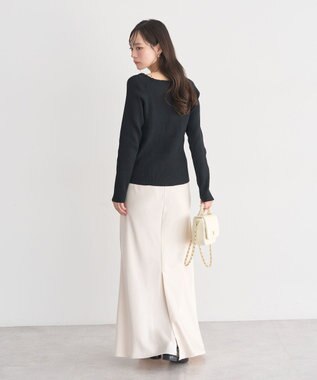 earth music&ecology 【予約】レーストリムリブニットプルオーバー ブラック