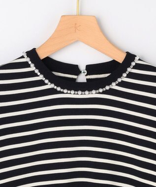 組曲 S 【先行予約・WEB限定】クリアストレッチビジューレーン6分袖 ニット ブラック系2