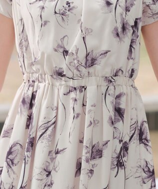 Tiaclasse 【2点セット】ニットボレロ＋花柄ワンピースセット ボルドー×オフホワイト