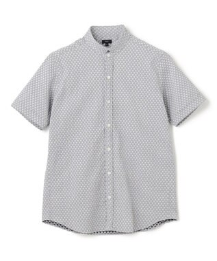 JOSEPH HOMME トライジャガードストレッチ   ウイングカラー半袖シャツ ライトグレー系