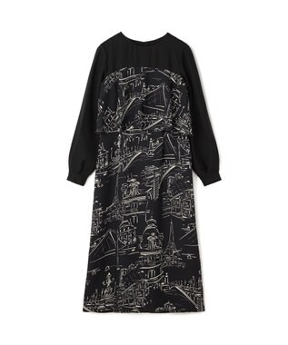 GRACE CONTINENTAL プリントコンビドレス ブラック